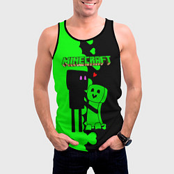 Майка-безрукавка мужская Любовь Эндермена и Крипера Майнкрафт, цвет: 3D-черный — фото 2