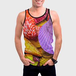 Майка-безрукавка мужская Разноцветные ракушки multicolored seashells, цвет: 3D-черный — фото 2