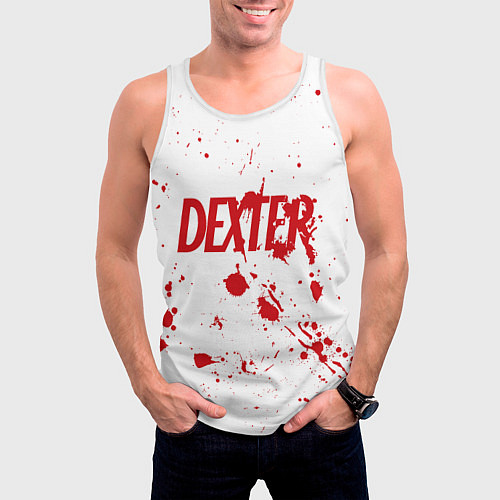 Мужская майка без рукавов Dexter logo Декстер брызги крови / 3D-Белый – фото 3