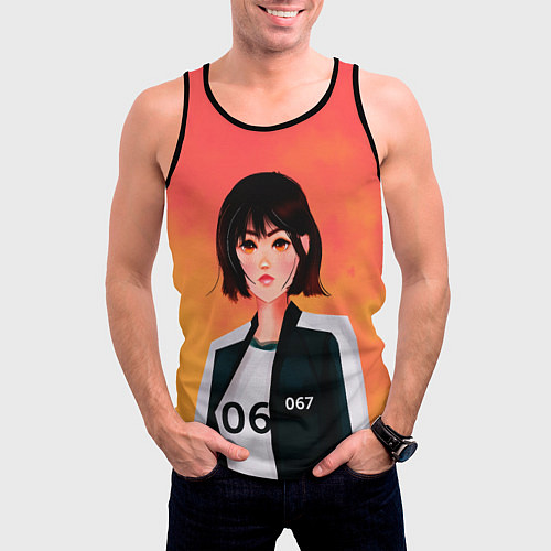 Мужская майка без рукавов Красавица 067 / 3D-Черный – фото 3
