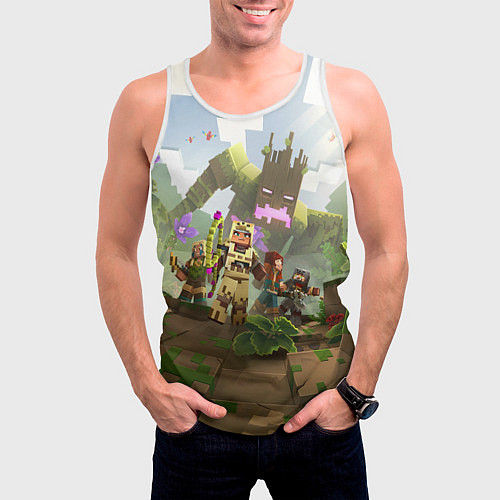 Мужская майка без рукавов МАЙНКРАФТ ГЕРОИ ПРОТИВ ЗЛА / 3D-Белый – фото 3