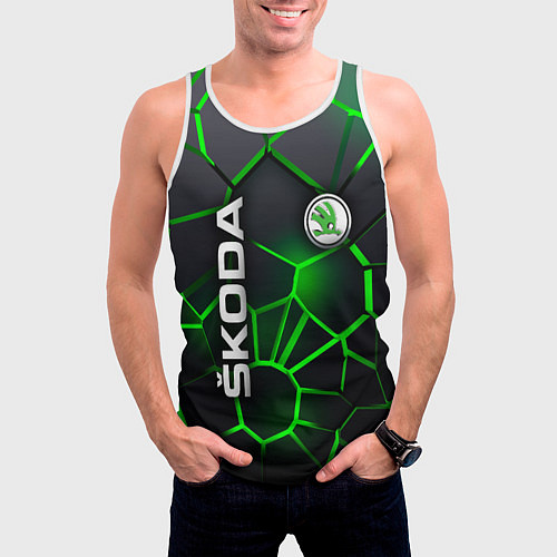 Мужская майка без рукавов 3D плиты с подсветкой Шкода / 3D-Белый – фото 3