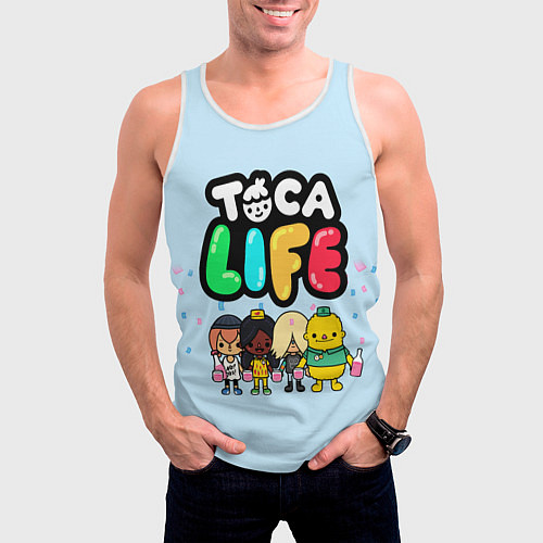 Мужская майка без рукавов Toca Life: Logo / 3D-Белый – фото 3