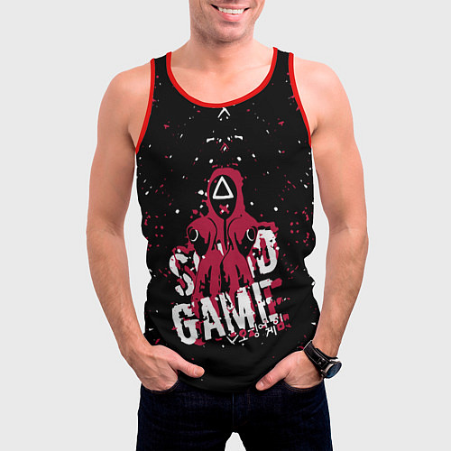 Мужская майка без рукавов SQUID GAME ИГРА В КАЛЬМАРА БРЫЗГИ КРАСОК, / 3D-Красный – фото 3