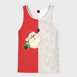 Майка-безрукавка мужская Дед Мороз селфи, цвет: 3D-белый