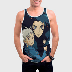 Майка-безрукавка мужская Ходячий замок Софи и Хаул летят, цвет: 3D-белый — фото 2