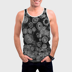 Майка-безрукавка мужская Механизм и дым, стимпанк, цвет: 3D-белый — фото 2