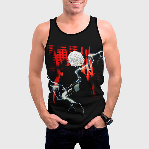 Мужская майка без рукавов Аниме Канеки Кен Токийский Гуль Tokyo Ghoul / 3D-Черный – фото 3
