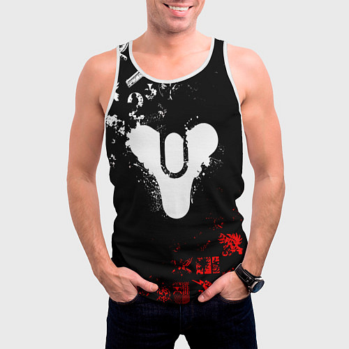 Мужская майка без рукавов DESTINY 2 RED & WHITE PATTERN LOGO / 3D-Белый – фото 3
