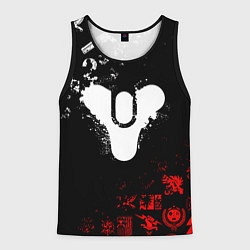 Майка-безрукавка мужская DESTINY 2 RED & WHITE PATTERN LOGO, цвет: 3D-черный