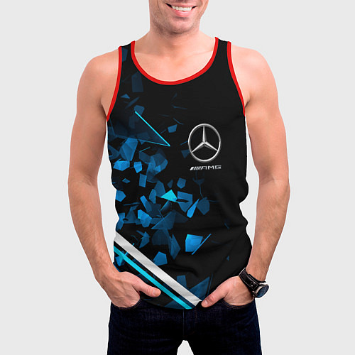 Мужская майка без рукавов Mercedes AMG Осколки стекла / 3D-Красный – фото 3