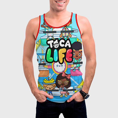Мужская майка без рукавов Toca Boca Тока Бока аттракцион / 3D-Красный – фото 3