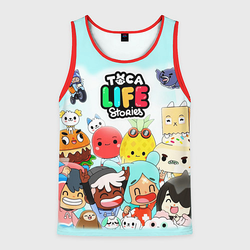 Мужская майка без рукавов Toca Boca Тока Бока все персонажи / 3D-Красный – фото 1