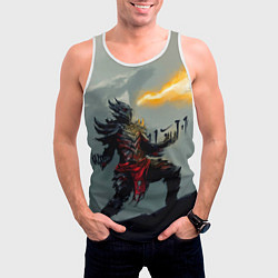 Майка-безрукавка мужская Dragonborne is here, цвет: 3D-белый — фото 2