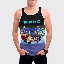 Майка-безрукавка мужская Енот и его команда - противостояние Южный Парк, цвет: 3D-белый — фото 2
