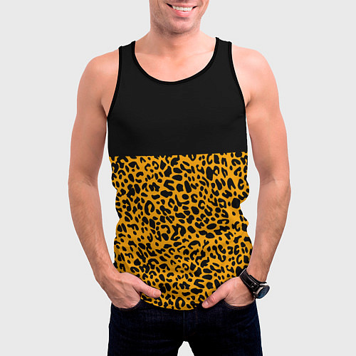Мужская майка без рукавов СТИЛЬ ЛЕОПАРДА / 3D-Черный – фото 3