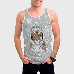 Майка-безрукавка мужская Снежный тигр, цвет: 3D-белый — фото 2