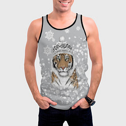 Майка-безрукавка мужская Снежный тигр, цвет: 3D-черный — фото 2