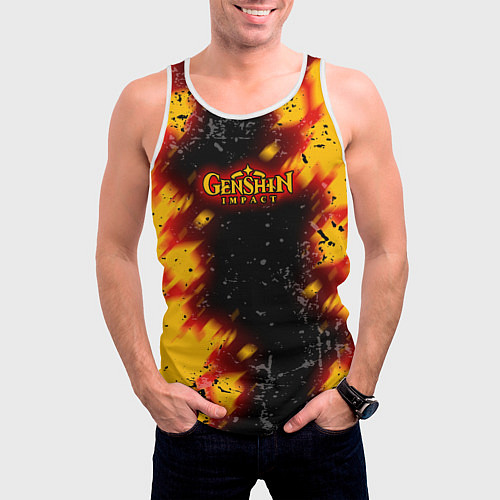 Мужская майка без рукавов Genshin Impact: Аниме / 3D-Белый – фото 3