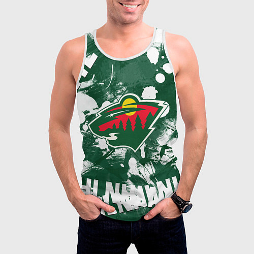 Мужская майка без рукавов Minnesota Wild, Миннесота Уайлд / 3D-Белый – фото 3