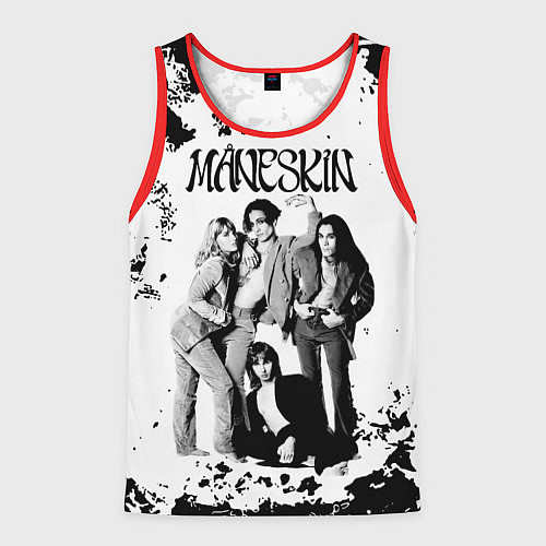 Мужская майка без рукавов Maneskin Монэскин, рок - группа / 3D-Красный – фото 1