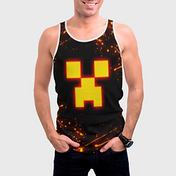 Майка-безрукавка мужская ОГНЕННЫЙ КРИПЕР, МАЙНКРАФТ, цвет: 3D-белый — фото 2