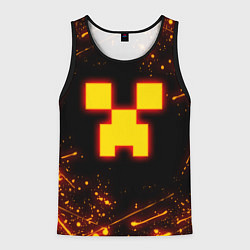 Майка-безрукавка мужская ОГНЕННЫЙ КРИПЕР, МАЙНКРАФТ, цвет: 3D-черный