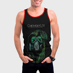 Майка-безрукавка мужская CHERNOBYLlite на чёрном фоне, цвет: 3D-красный — фото 2