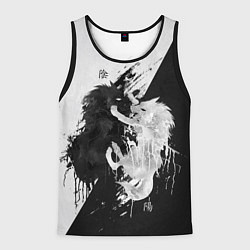 Майка-безрукавка мужская ИНЬ ЯНЬ ВОЛКИ ЧЁРНО БЕЛЫЙ, цвет: 3D-черный