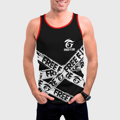 Мужская майка без рукавов GARENA FREE FIRE OFF CYBER LINE STYLE / 3D-Красный – фото 3