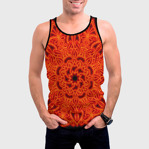 Мужская майка без рукавов Огненная мандала / 3D-Черный – фото 3
