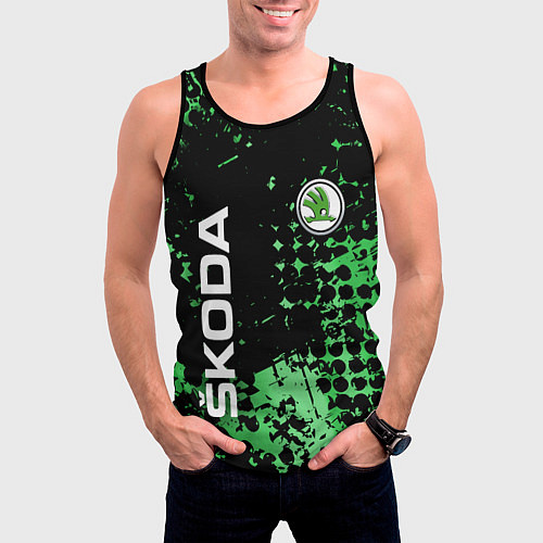 Мужская майка без рукавов Шкода, Skoda / 3D-Черный – фото 3