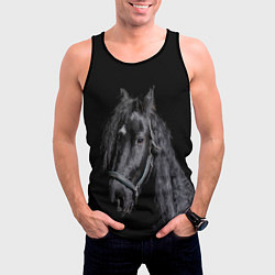 Майка-безрукавка мужская Лошадь на черном фоне, цвет: 3D-черный — фото 2