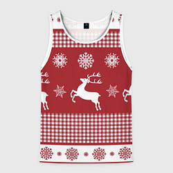 Майка-безрукавка мужская Узор с оленями, цвет: 3D-белый
