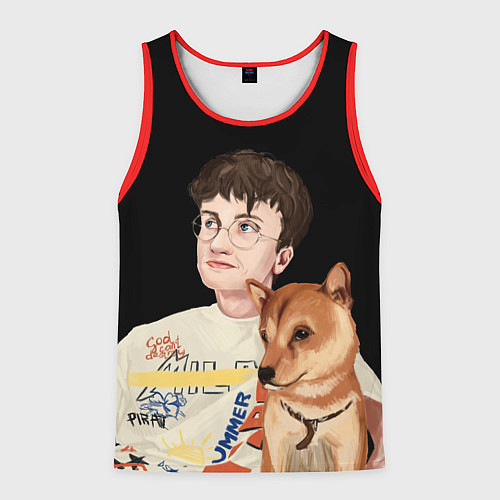 Мужская майка без рукавов Бульвар Депо с пёсиком / 3D-Красный – фото 1