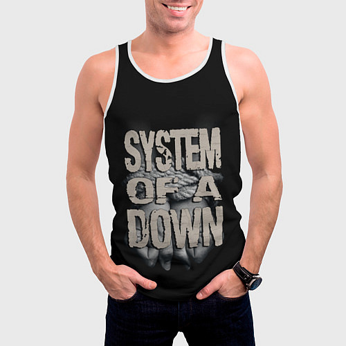 Мужская майка без рукавов System of a Down / 3D-Белый – фото 3