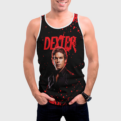 Мужская майка без рукавов Dexter Декстер / 3D-Белый – фото 3