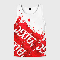 Майка-безрукавка мужская Декстер, пятна крови, цвет: 3D-белый