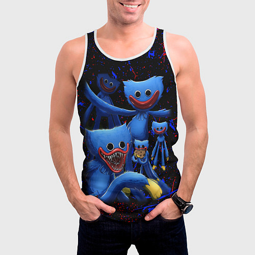 Мужская майка без рукавов Huggy Wuggy: Players / 3D-Белый – фото 3