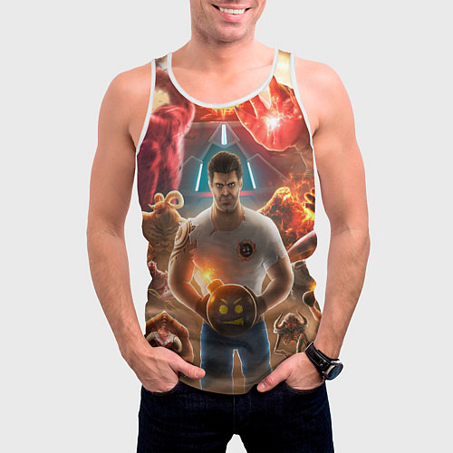 Мужская майка без рукавов Serious Sam Игровые персонажи Босы / 3D-Белый – фото 3