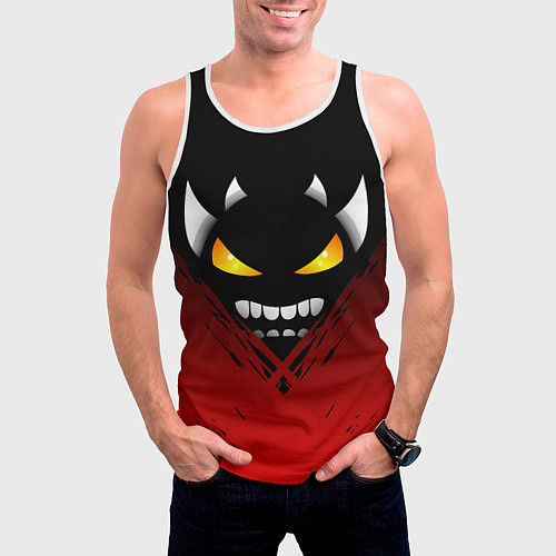 Мужская майка без рукавов Geometry Dash: Demon Smile / 3D-Белый – фото 3