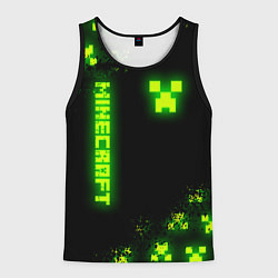 Майка-безрукавка мужская MINECRAFT NEON LOGO CREEPER, цвет: 3D-черный