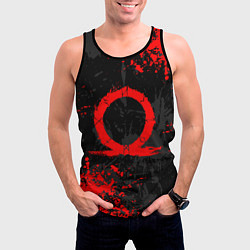 Майка-безрукавка мужская GOD OF WAR LOGO RED, БРЫЗГИ КРАСОК, цвет: 3D-черный — фото 2