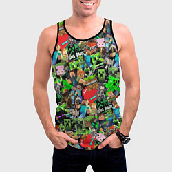 Майка-безрукавка мужская МАЙНКРАФТ ВСЕ ГЕРОИ И ПРЕДМЕТЫ, цвет: 3D-черный — фото 2