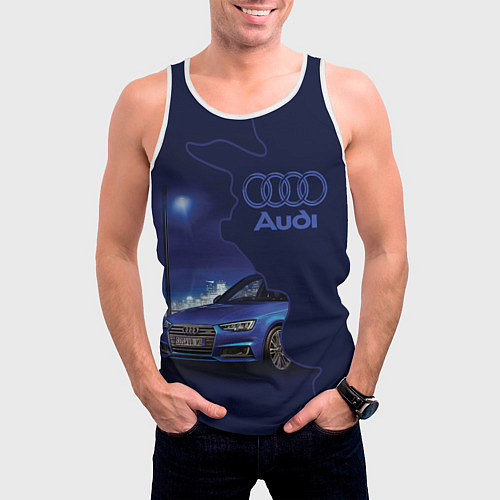 Мужская майка без рукавов AUDI лого / 3D-Белый – фото 3