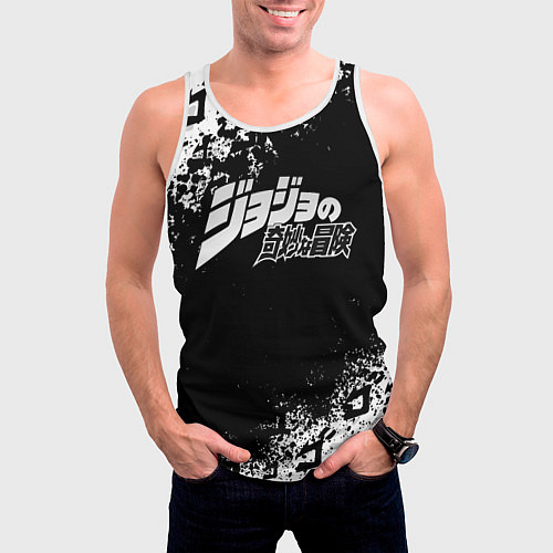 Мужская майка без рукавов JOJOS BIZARRE ADVENTURE БРЫЗГИ КРАСОК СИМВОЛЫ / 3D-Белый – фото 3