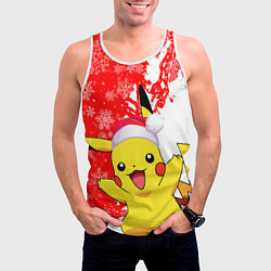 Майка-безрукавка мужская НОВОГОДНИЙ ПИКАЧУ, ЗИМА БЛИЗКО, цвет: 3D-белый — фото 2