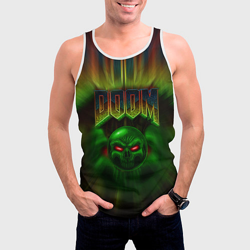 Мужская майка без рукавов РЕЖИМ БОГА IDDQD / 3D-Белый – фото 3