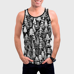 Майка-безрукавка мужская Лес абстрактных ёлок, цвет: 3D-черный — фото 2