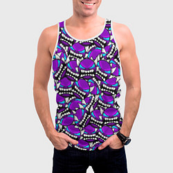 Майка-безрукавка мужская Geometry Dash: Violet Pattern, цвет: 3D-белый — фото 2